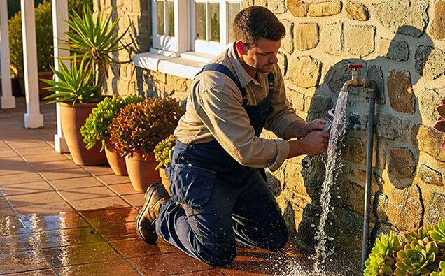 Plumber Fixing Tap
