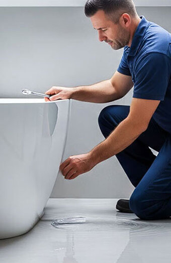 Plumber Tightening Tub