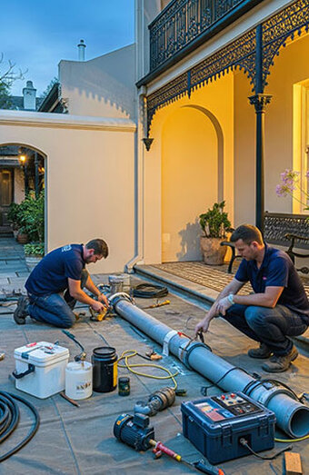 Plumber Working Large Pipe